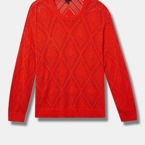 NWT Torrid Women's Red Pointelle Sweater